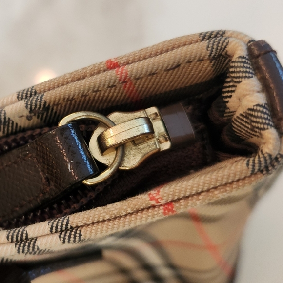 Burberry | Haymarket Check Printed Brown Leather Trim Mini Handle Bag-Like new! - Picture 6 of 15